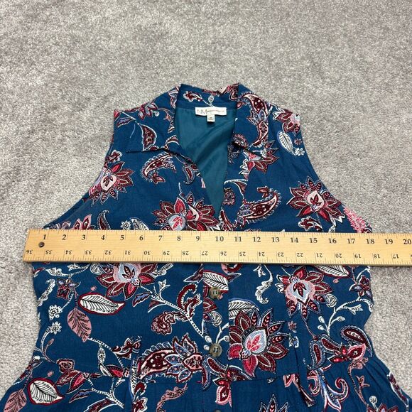 Neiman Marcus Paisley Floral A-Line Midi Dress Women Medium Button Down Collared - Picture 11 of 15